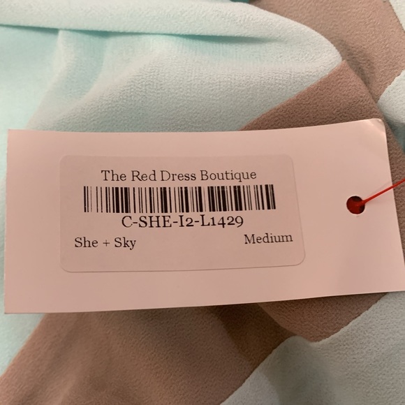 She + Sky Blue Turquoise White Halter Maxi Dress Size M NWT - Picture 9 of 10